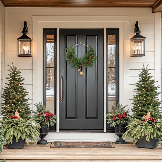 Northlight; Northlight Real Touch™️ Cypress and Pine with Berries Artificial Christmas Wreath - 28" - Unlit; Category:Decorated Wreaths; Image:1